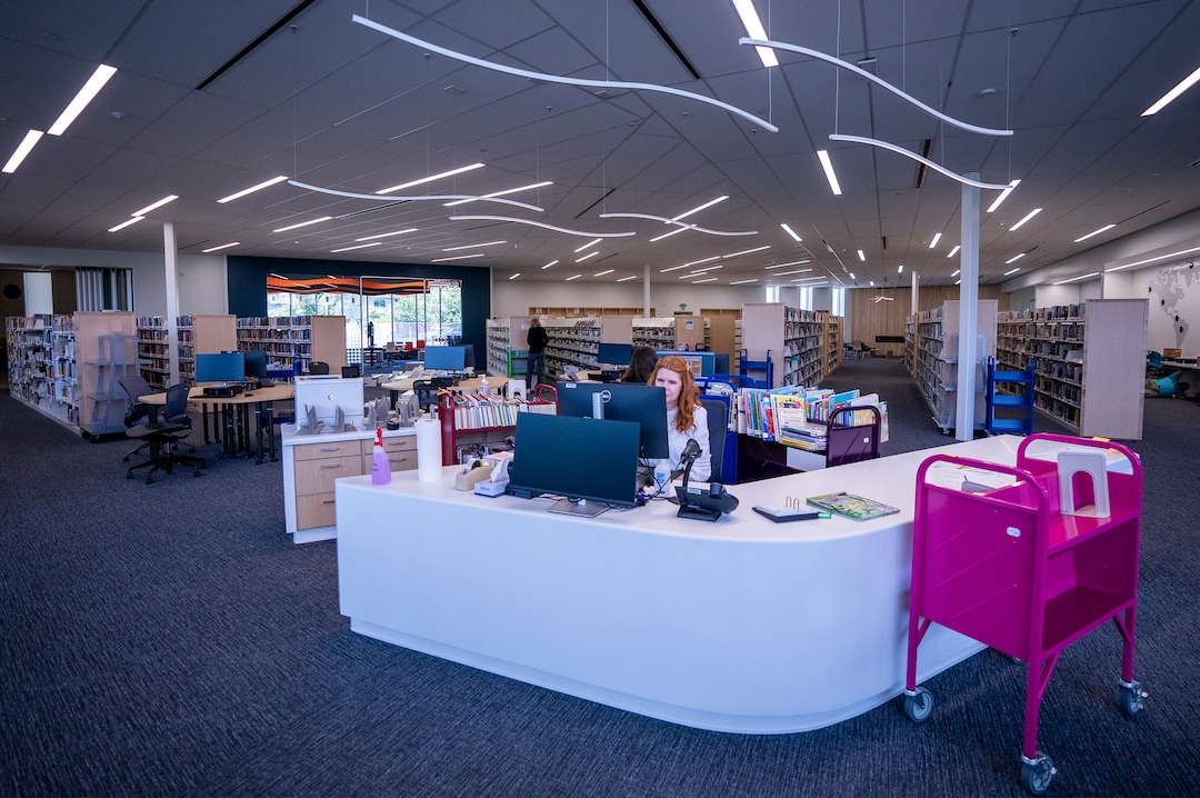 (Rick Egan | The Salt Lake Tribune)  The Grand Opening for the new Granite Library on 3300 South, is scheduled to for July. Thursday, June 2, 2022.