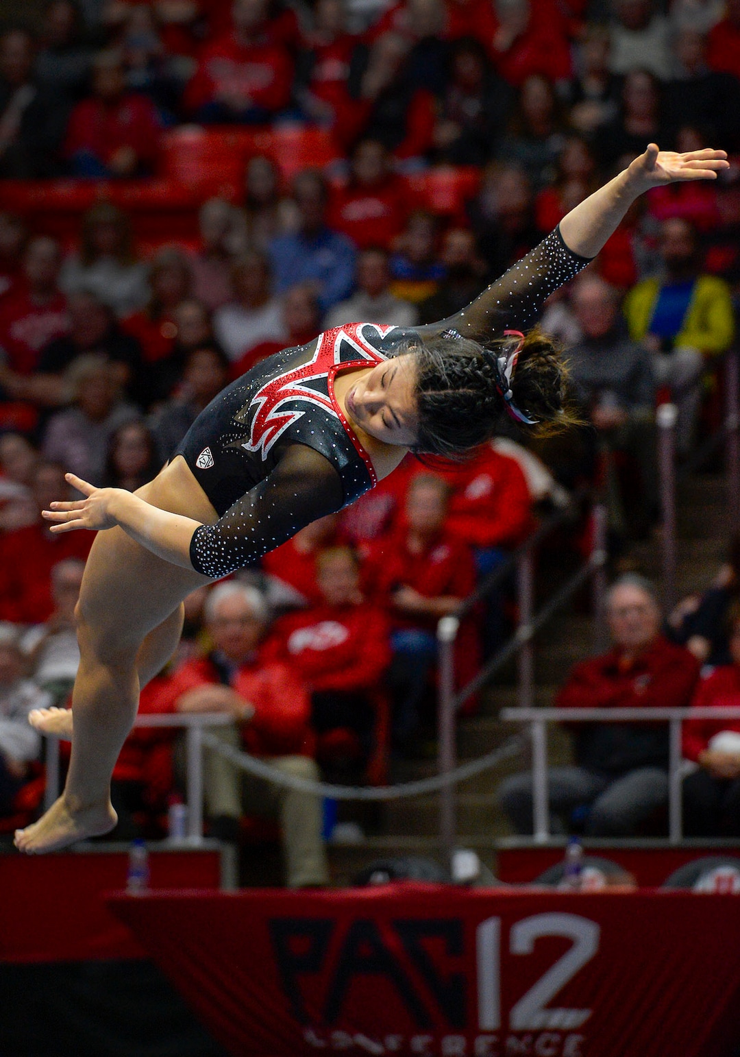 (Leah Hogsten  |  The Salt Lake Tribune) Cristal Isa performs her floor routine as the University of Utah fifth-ranked gymnastics team hosts No. 12 University of Kentucky during its home opener, Jan. 3, 2020, at the Huntsman Center.