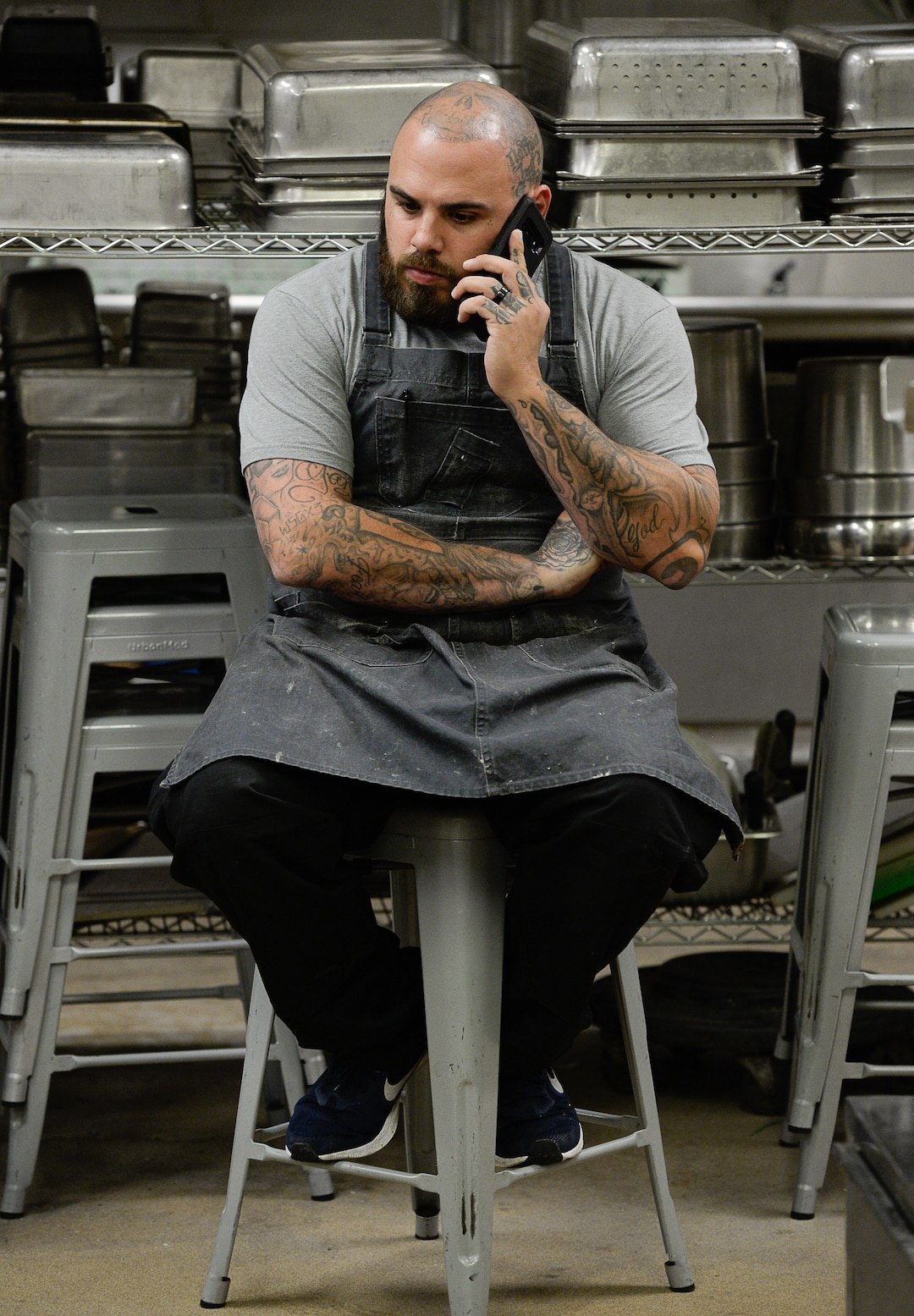 (Francisco Kjolseth  |  The Salt Lake Tribune)  A.J. Collette, head of operations and former intern at Flourish Bakery takes a break from a busy morning of making pies before the Thanksgiving holiday. The bakery needs to find a new home before Christmas. The non-profit bakery teaches those who have been incarcerated or recovering from substance abuse the art of baking. The skills they learn help them get a job and become financially independent. The bakery has been housed at SLCC's South City campus, but the college has said they can no longer use the space.