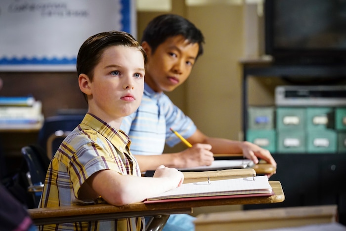 Photo: Monty Brinton/CBS Sheldon (Iain Armitage) and Tam (Ryan Phuong) are in the same class on “Young Sheldon.”