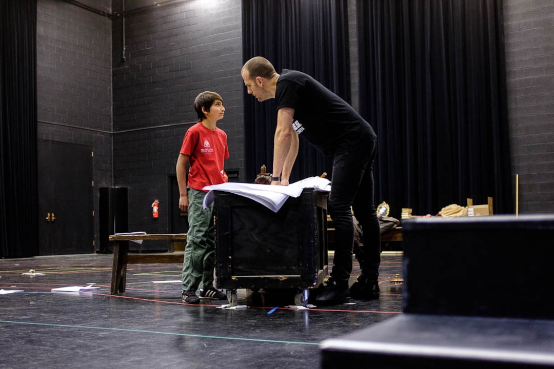 (Trent Nelson | The Salt Lake Tribune)  Rehearsal for Utah Opera's The Little Prince with Jared Bybee, right, as the Pilot, and 11-year-old Nitai Fluchel in the title role of the Little Prince. In Salt Lake City on Friday Dec. 7, 2018.
