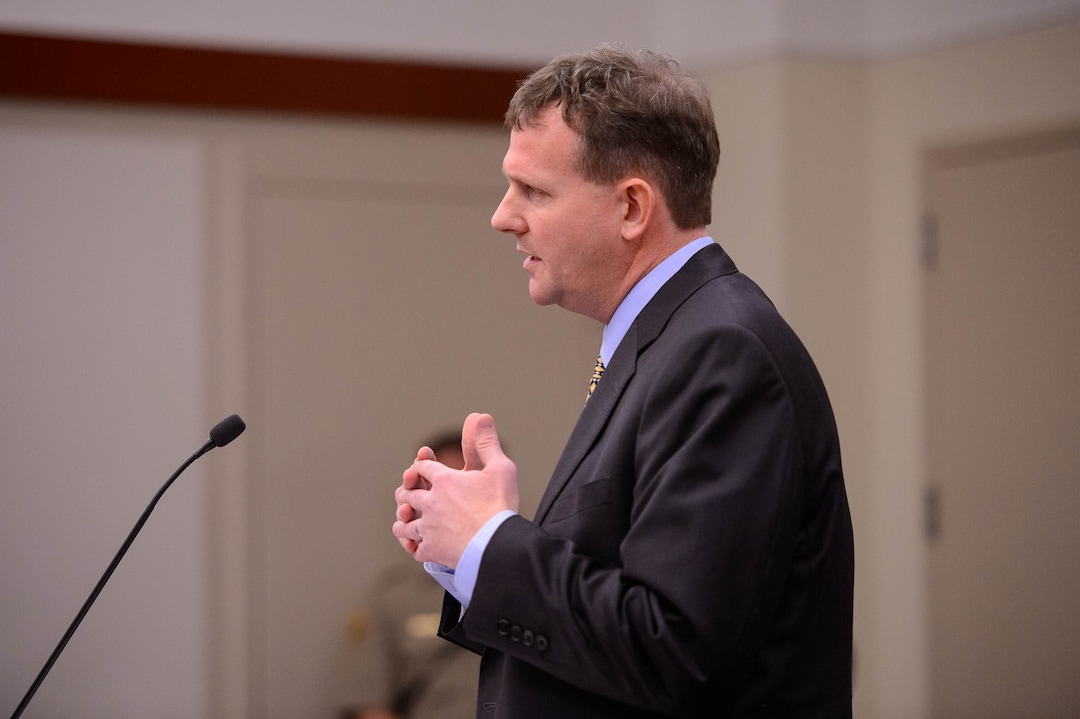 (Trent Nelson  |  The Salt Lake Tribune) Assistant Attorney General Lance Sorenson during a hearing on Salt Lake City’s case against the creation of the Utah Inland Port, a controversial international trading hub planned for a large swath of the municipality’s northwestern side, in Salt Lake City on Monday Nov. 18, 2019.