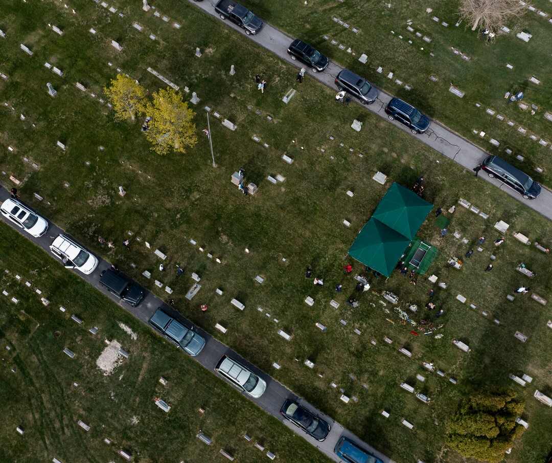 (Leah Hogsten | The Salt Lake Tribune) The funeral procession for former U.S. Senator Orrin Hatch arrives at Newton Cemetary where Hatch was interred, Friday, May 6, 2022. Hatch, the longest-serving Republican senator in U.S. history and the longest-serving from Utah, died April 23 at age 88.