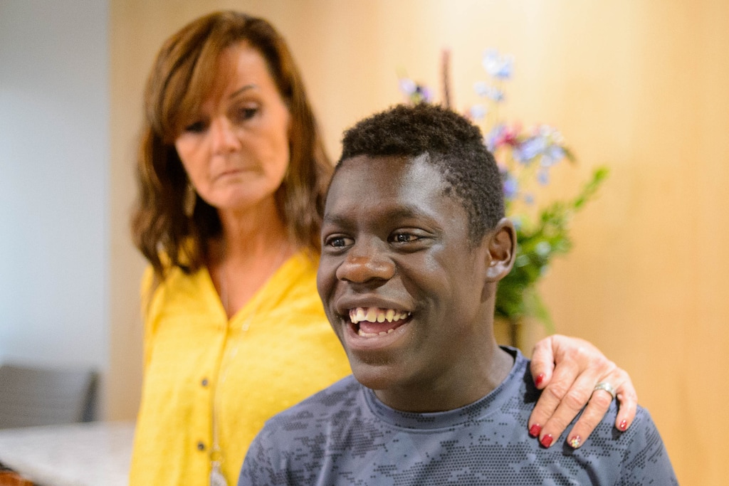 (Trent Nelson  |  The Salt Lake Tribune)  Jerri Hrubes and her 10-year-old son D.J., at a news conference in Salt Lake City on Friday June 7, 2019 regarding an incident yesterday between an armed Woods Cross police officer and D.J.