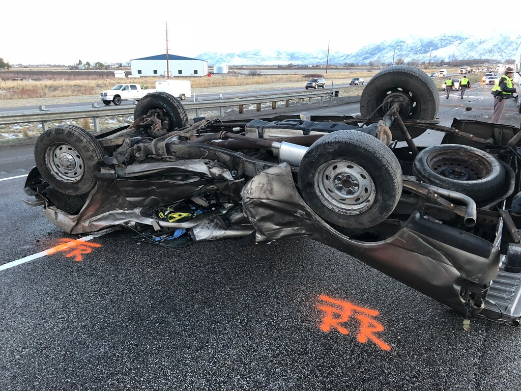 (Courtesy Utah Highway Patrol) Utah County man killed on I-15 after he loses control on black ice.