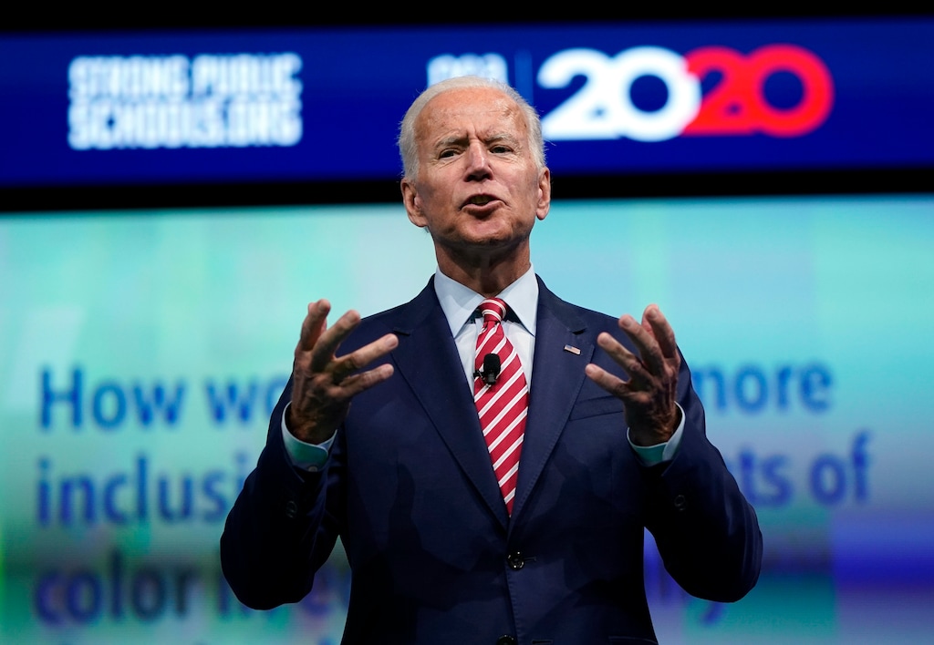 Democratic presidential candidate and former vice president Joe Biden speaks during the National Education Association Strong Public Schools Presidential Forum Friday, July 5, 2019, in Houston. (AP Photo/David J. Phillip)