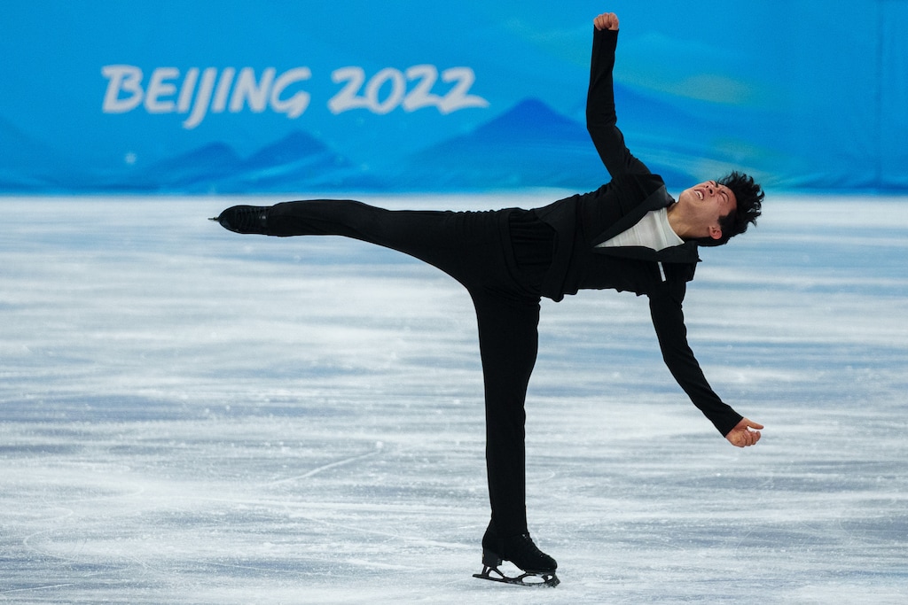 (Trent Nelson  |  The Salt Lake Tribune) Nathan Chen (USA) competes in the Team Event - Men Single Figure Skating at the Capital Indoor Stadium, 2022 Beijing Winter Olympics on Friday, Feb. 4, 2022.