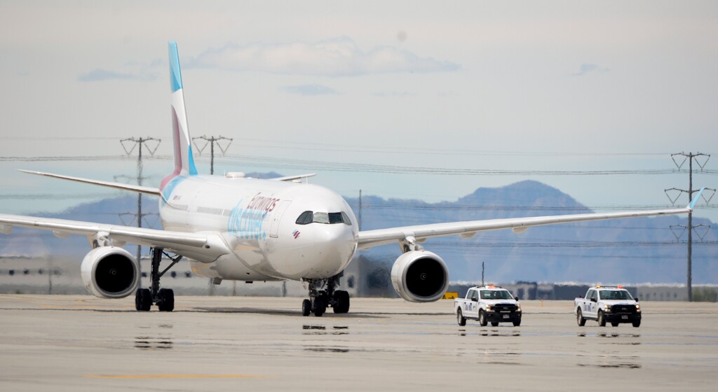 (Chris Samuels | The Salt Lake Tribune) Heat refracts off the tarmac at Salt Lake International Airport in May. The airport has recorded 22 days with triple-digit temperatures in 2022, a new record.