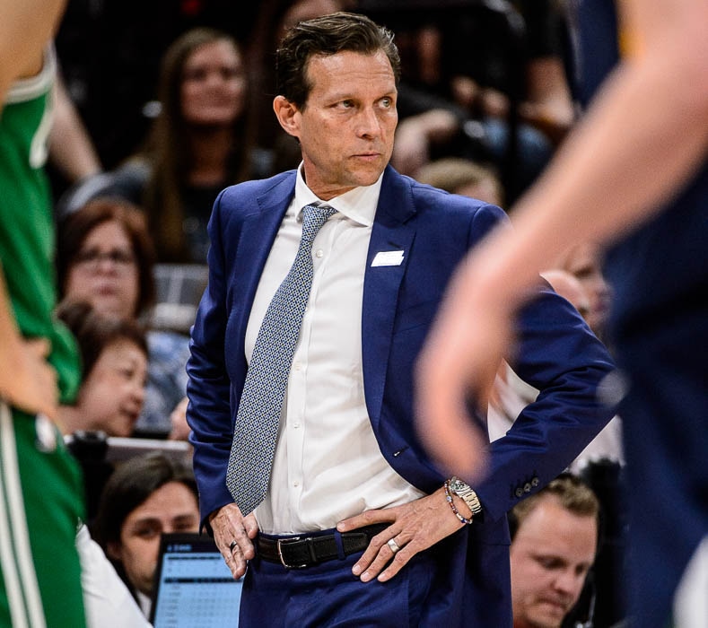 (Trent Nelson | The Salt Lake Tribune)
Utah Jazz vs. Boston Celtics, NBA basketball in Salt Lake City, Wednesday March 28, 2018. Utah Jazz head coach Quin Snyder.