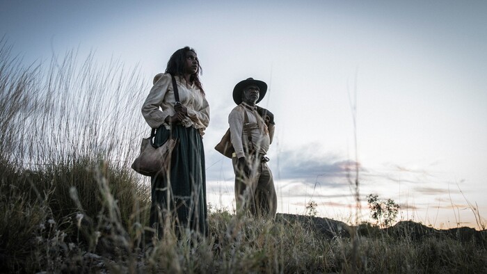 (  |  courtesy Samuel Goldwyn Films / Sundance Institute) Hamilton Morris (right, with Natassia Gorey Furber) plays an Aboriginal Australian in the 1920s, on the run from a posse after shooting a white man in self defense, in Warwick Thornton's "Sweet Country," which will screen in the Spotlight program of the 2018 Sundance Film Festival.