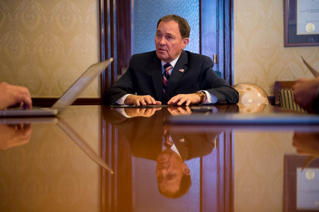 (Trent Nelson | The Salt Lake Tribune)  Utah Governor Gary Herbert in his Salt Lake City office, Thursday March 8, 2018.