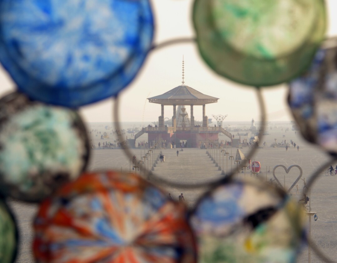 (Rick Egan  |  The Salt Lake Tribune)The Burning Man as seen through the "Bloom" jelly fish, by artist, Pete Hazel at Burning Man theme for 2017 is "Radical Ritual." Friday, September 1, 2017.