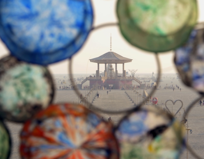 (Rick Egan  |  The Salt Lake Tribune)The Burning Man as seen through the "Bloom" jelly fish, by artist, Pete Hazel at Burning Man theme for 2017 is "Radical Ritual." Friday, September 1, 2017.