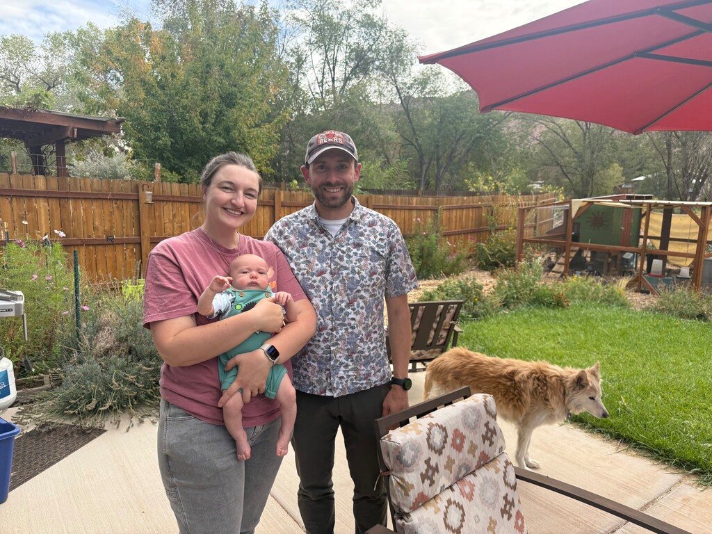 (Lizzie Ramirez | The Times-Independent) Kya Marienfeld and Luke Wojciechowski with their newborn baby, Arthur, a week after returning from the hospital on Sept. 26.