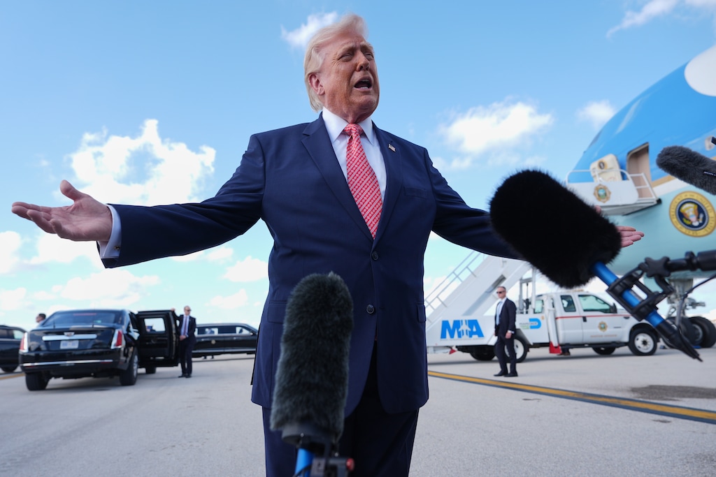 (Mark Schiefelbein | AP) President Donald Trump, shown in March in Miami, has criticized Pope Leo XIV as being "terrible for foreign policy."