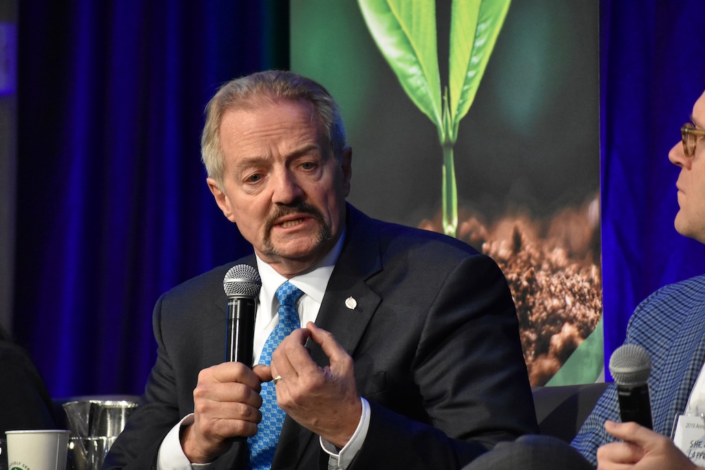 (Matthew Brown | AP) In this Oct. 11, 2019, file photo, U.S. Bureau of Land Management Acting Director William "Perry" Pendley speaks at a conference for journalists in Fort Collins, Colo. President Donald Trump intends to withdraw the nomination of Pendley to head the Bureau of Land Management, a senior administration official said Saturday, Aug. 15, 2020, much to the relief of environmentalists who insisted the longtime advocate of selling federal lands should not be overseeing them.