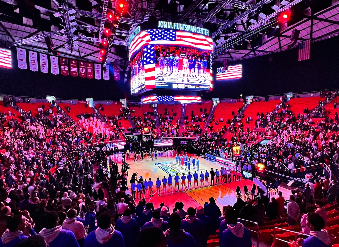(Rick Egan | The Salt Lake Tribune) The Bonner Family performs the National Anthem at the HBCU game at the Jon M. Huntsman Center on Saturday, Feb. 18, 2023.
