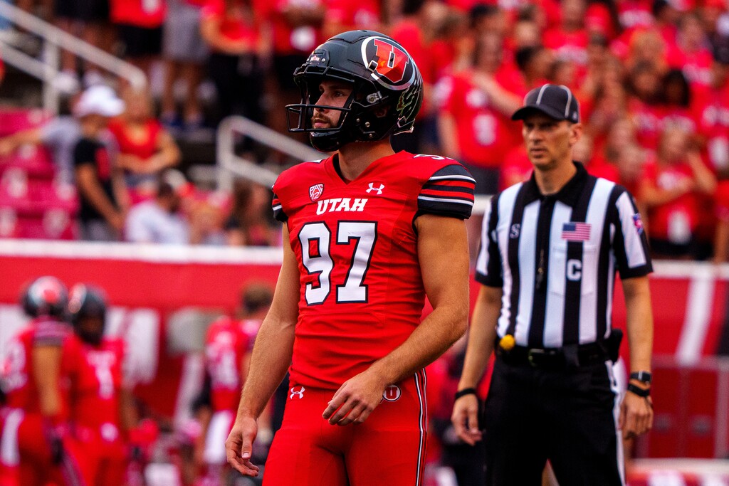 (Trent Nelson  |  The Salt Lake Tribune) Utah Utes place kicker Jadon Redding (97) as the Utah Utes host the Weber State Wildcats in Salt Lake City on Thursday, Sept. 2, 2021.