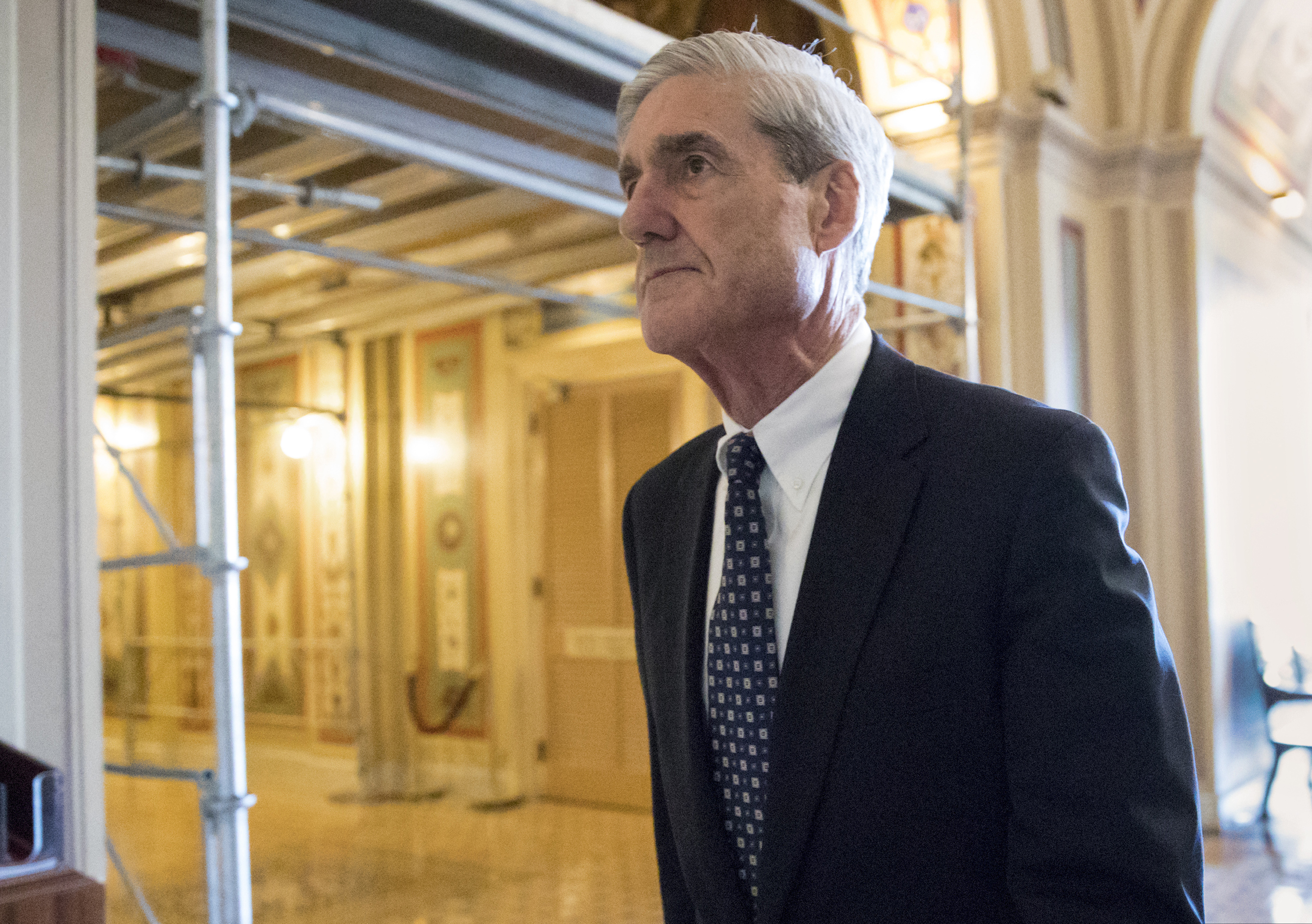(AP Photo/J. Scott Applewhite, File) In this June 21, 2017, file photo, special counsel Robert Mueller departs after a meeting on Capitol Hill in Washington.