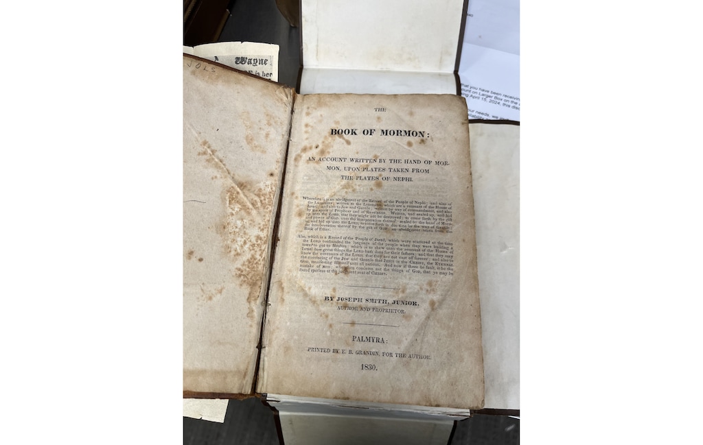 (Richard Hatch) A first edition copy of the Book of Mormon has been sitting in a safe-deposit box at a Zions Bank in Logan for nearly 40 years. It will go up for auction on Sept. 4, 2025.