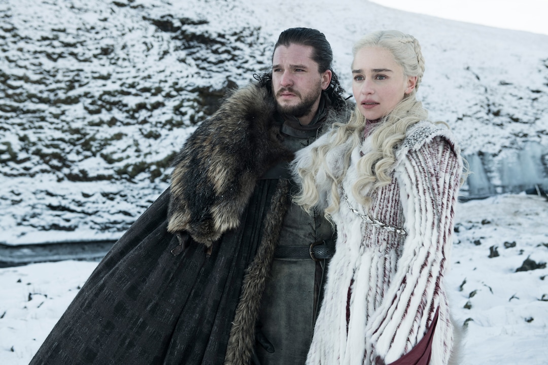 (Photo courtesy Helen Sloane/HBO) Kit Harington as Jon Snow Emilia Clarke as Daenerys Targaryen in Season 8 of “Game of Thrones.”