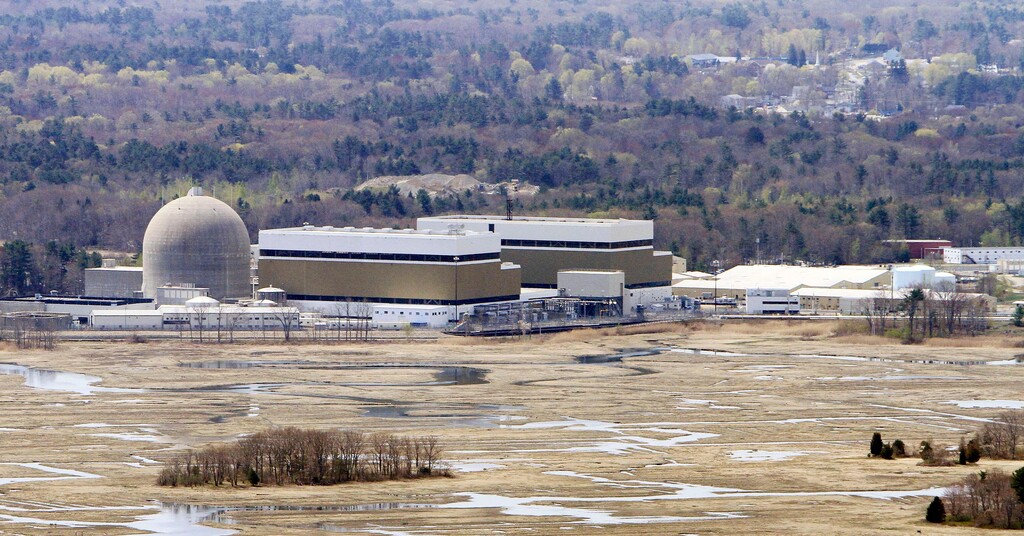 (AP Photo/Jim Cole, File) This May 3, 2011 aerial photo shows the Seabrook nuclear power plant in Seabrook, N.H. The impending retirement of Massachusetts' only nuclear power plant could roil energy markets across New England, leading to greater reliance on natural gas, driving up carbon emissions and putting more pressure on pipelines already facing bottlenecks. Pilgrim Nuclear Power Station, the only nuclear power plant in Massachusetts, recently announced it will close by June 2019.