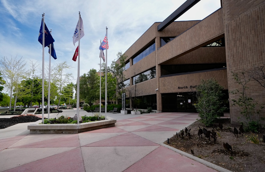 (Francisco Kjolseth | The Salt Lake Tribune) The Salt Lake County Government Center on Monday, May 23, 2022.
