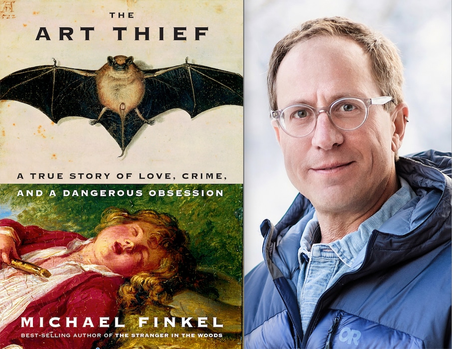 (Alfred A. Knopf) Author Michael Finkel, who lives in Park City, and the cover of his latest book, "The Art Thief: A True Story of Love, Crime, and a Dangerous Obsession." The book was released June 27, 2023.
