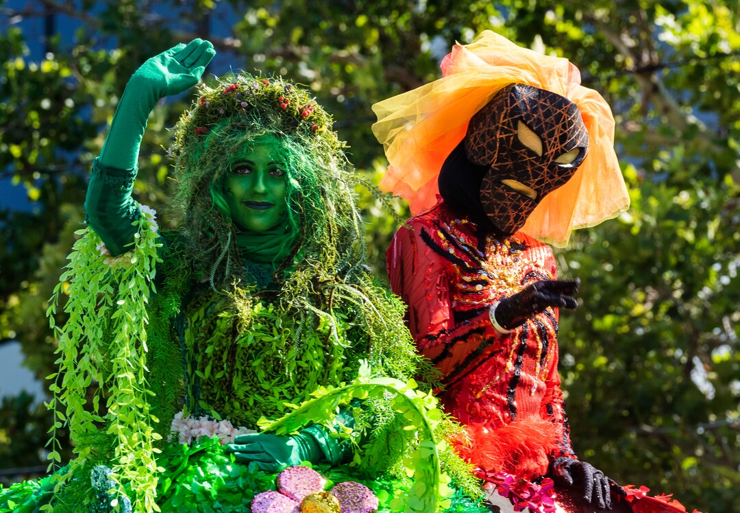 (Rick Egan | The Salt Lake Tribune)  Creatures wave from the South Jordan float titled "Today's Adventure is Calling" which won the Governors Award, in the Days of '47 Parade, in Salt Lake City, on Friday, July 23, 2021.