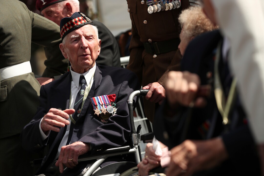 (Francisco Seco | AP) A World War II veteran arrives to the Bayeux War Cemetery for a ceremony to mark the 75th anniversary of D-Day in Bayeux, Normandy, France, Thursday, June 6, 2019. World leaders gathered Thursday in France to mark the 75th anniversary of the D-Day landings.