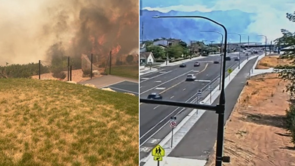 (Kevin Cundick/UDOT | Fox 13) A vegetation fire is burning in Washington Terrace.