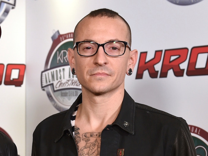 FILE - In this Dec. 13, 2014 file photo, Chester Bennington poses in the press room at the 25th annual KROQ Almost Acoustic Christmas in Inglewood, Calif. The Los Angeles County coroner says Bennington, who sold millions of albums with a unique mix of rock, hip-hop and rap, has died in his home near Los Angeles. He was 41. Coroner spokesman Brian Elias says they are investigating Bennington’s death as an apparent suicide but no additional details are available. (Photo by John Shearer/Invision/AP, File)