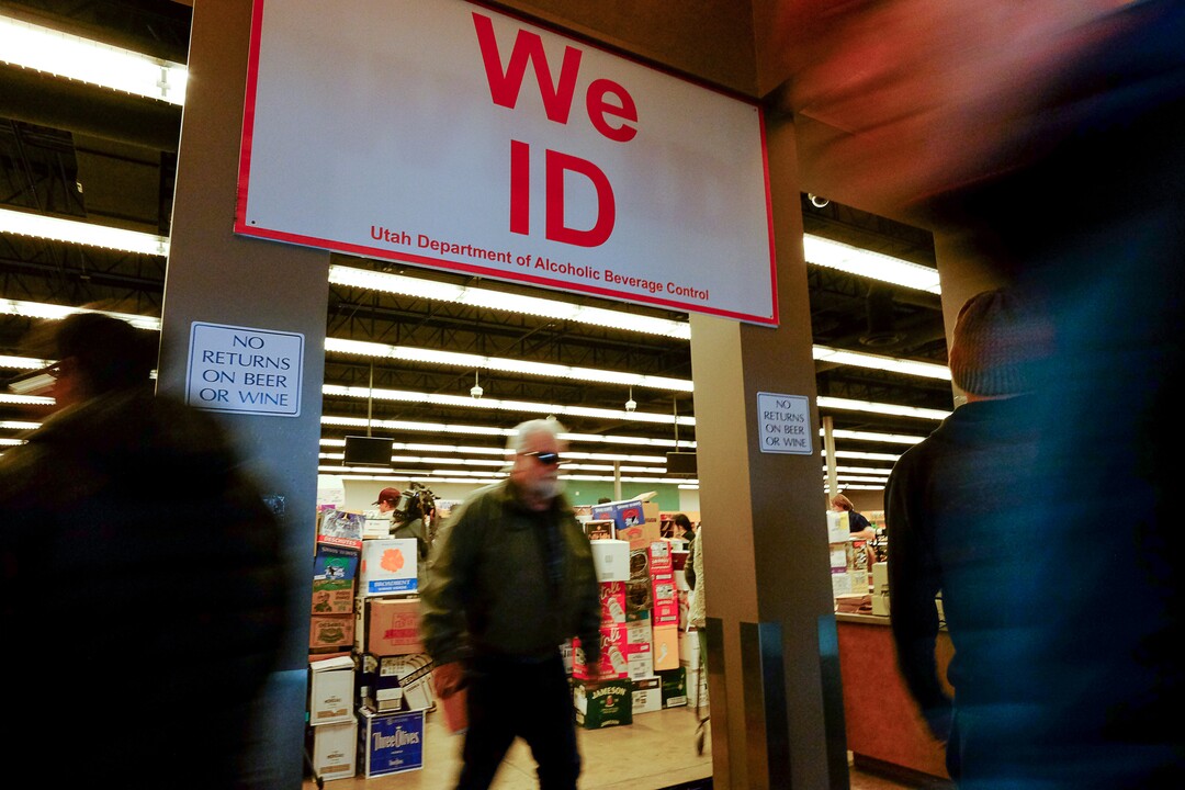(Francisco Kjolseth  |  The Salt Lake Tribune)  The day before Thanksgiving is the busiest day of the year at Utah's state-run liquor stores, and the store in Cottonwood Heights at 1863 E. Fort Union Blvd., makes the most sales in the state as people walk in moments after the doors open for the day.