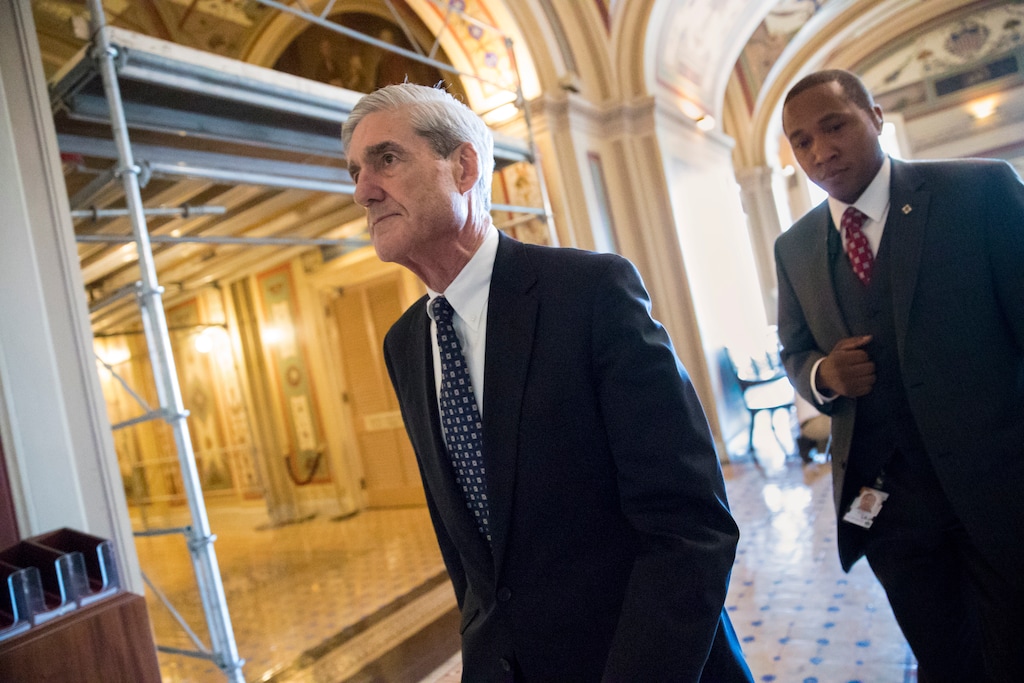 (J. Scott Applewhite | The Associated Press) In this June 21, 2017, file photo, special counsel Robert Mueller departs after a closed-door meeting with members of the Senate Judiciary Committee about Russian meddling in the election and possible connection to the Trump campaign, at the Capitol in Washington. A federal grand jury in Washington, D.C., approved Friday the initial charges stemming from the investigation led by Mueller.