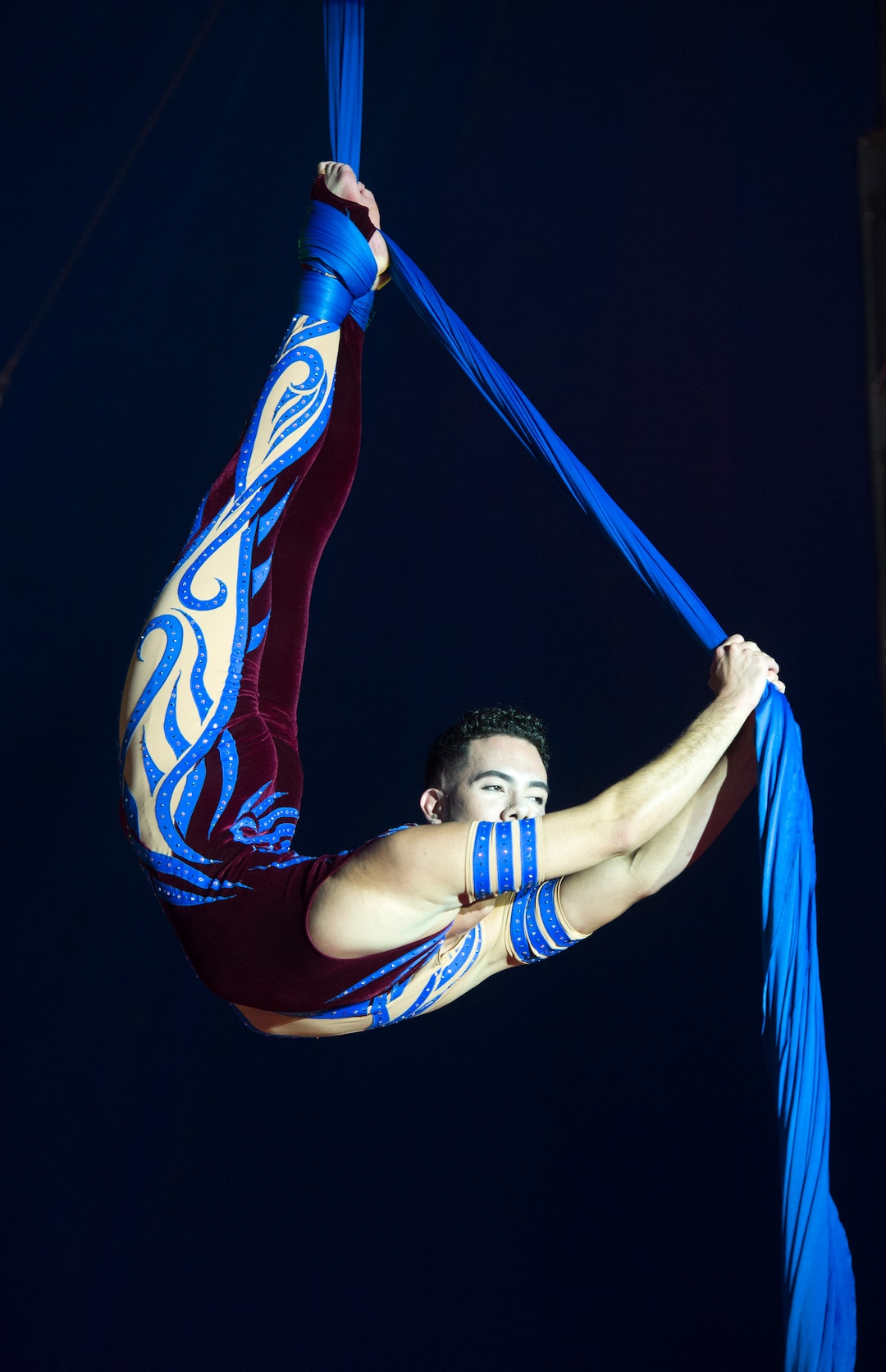 (Rick Egan  |  The Salt Lake Tribune)  Aerialist  Keben Sedrak performs in the Big Top Circus Spectacular, on opening day of the Utah State Fair, Thursday, Sept. 6, 2018.