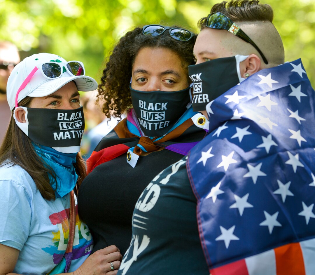 (Leah Hogsten  |  The Salt Lake Tribune) Over 1,000 Pride for Black Lives Matter supporters rallied at Liberty Park, Sunday, June 14, 2020 for over three hours before marching throughout Salt Lake City to join the Las Vidas Negras Importan Rally at Washington Square.