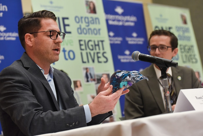 (Francisco Kjolseth  |  The Salt Lake Tribune)  Rami Shorti, a PhD Biomedical Engineer at Intermountain Transformation Center, holds a 3-D printed model of a living donor's liver which he created and was used by a transplant team before and during a recent lengthy surgery at Intermountain Medical Center in Murray, marking the first ever left lobe living liver transplant in Utah.