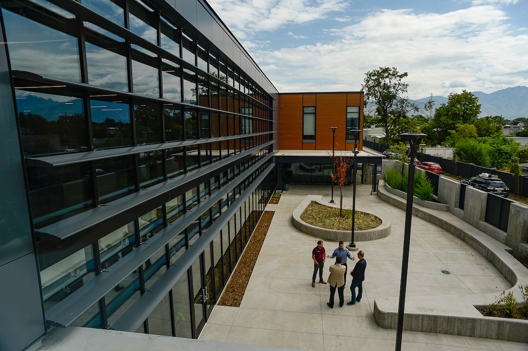 (Francisco Kjolseth  |  The Salt Lake Tribune)  Shelter the Homeless and Catholic Community Services of Utah (CCS) holds a public open house at the Gail Miller Resource Center on Friday, Sept. 6, 2019, with self-guided tours for the public to see the brand new building and learn about the services that will be provided there for both men and women.