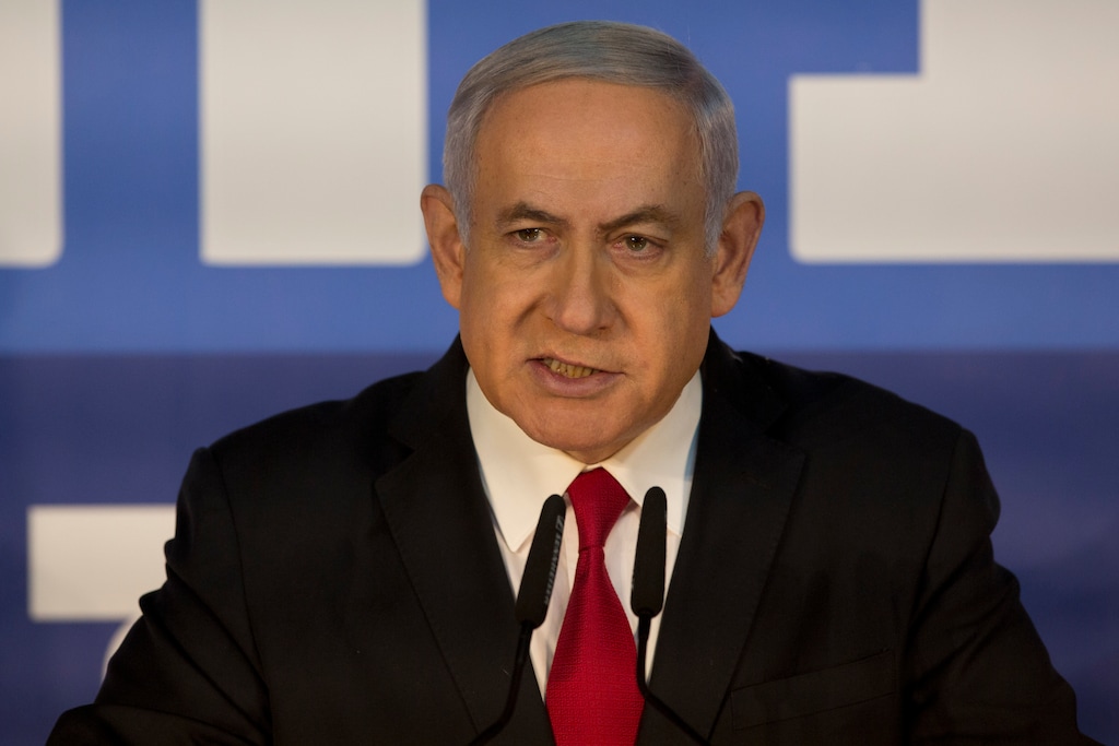 (Sebastian Scheiner  |  AP Photo)  Israeli Prime Minister Benjamin Netanyahu delivers a statement at the Prime Minister's residence in Jerusalem, Thursday, Feb. 28, 2019. Israel's attorney general on Thursday recommended indicting Prime Minister Benjamin Netanyahu with bribery and breach of trust in a series of corruption cases, a momentous move that shook up Israel's election campaign and could spell the end of the prime minister's illustrious political career.
