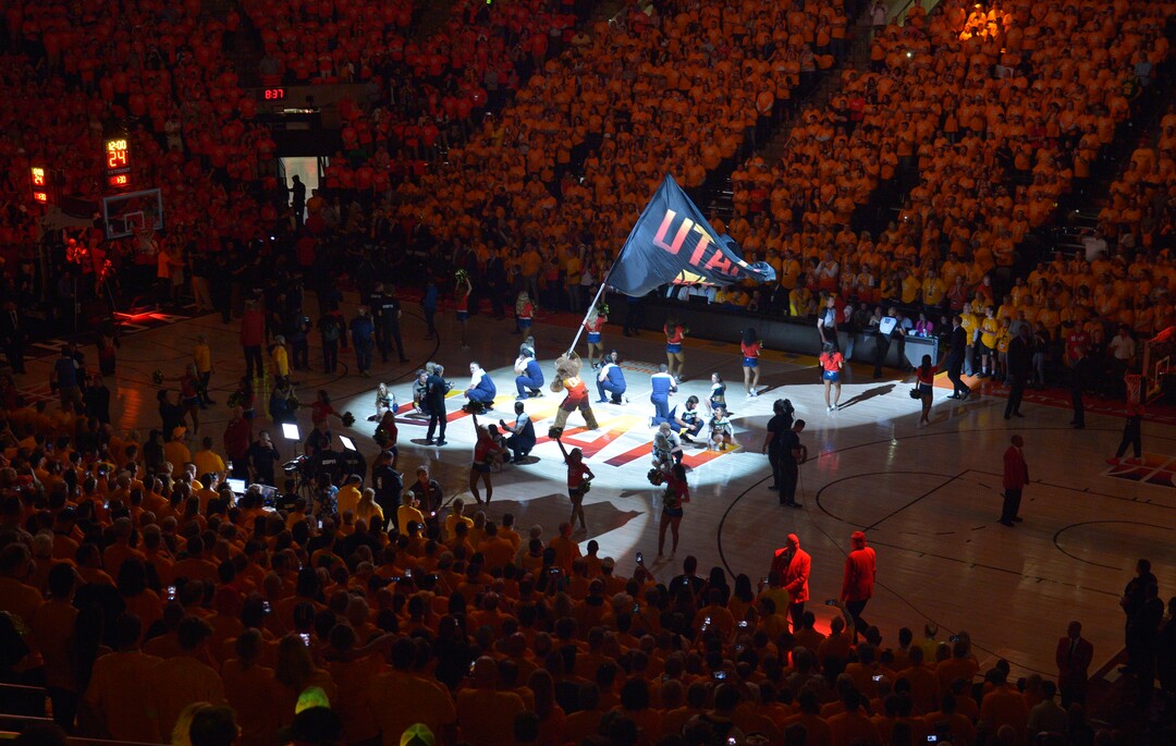 (Scott Sommerdorf | The Salt Lake Tribune)Pre game introductions. The Houston Rockets led the Utah Jazz 70-40 at the half of game 3, Friday, May 4, 2018.
