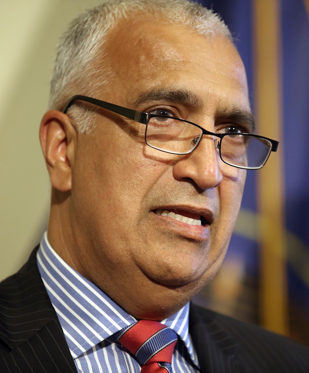 Sim Gill, district attorney for Salt Lake County, speaks during a news conference at the Utah Capitol, Tuesday, May 8, 2018, in Salt Lake City. The top prosecutor in Utah's largest city is speaking out in support of an effort to legalize medical marijuana. Gill says using medical marijuana should be a decision between a patient and a doctor rather than a criminal matter. (AP Photo/Rick Bowmer)