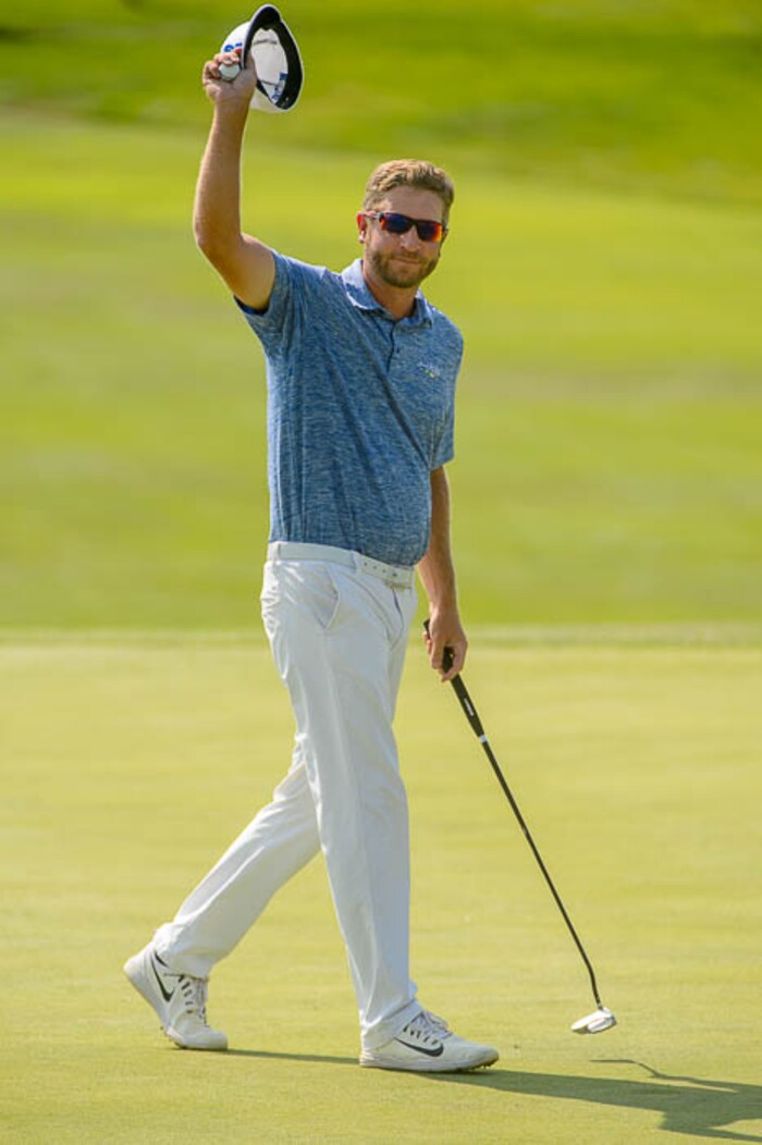 (Trent Nelson | The Salt Lake Tribune)  
Dusty Fielding wins the Utah Open golf tournament at Provo's Riverside Country Club, Sunday Aug. 19, 2018.