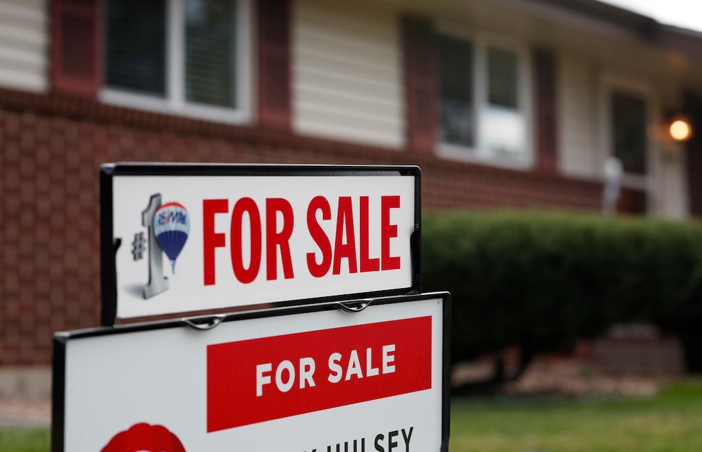 (David Zalubowski | The Associated Press) In this Oct 2, 2018, file photo a for sale sign stands outside a home on the market in the north Denver suburb of Thornton, Colo. Entry-level homes are hard to find. As a homebuyer, you can broaden your search by considering homes in need of improvement.