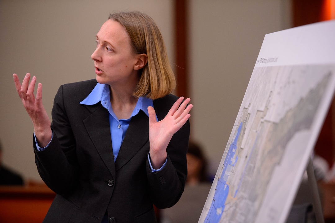 (Trent Nelson  |  The Salt Lake Tribune) Senior City Attorney Samantha Slark during a hearing on Salt Lake City’s case against the creation of the Utah Inland Port, a controversial international trading hub planned for a large swath of the municipality’s northwestern side, in Salt Lake City on Monday Nov. 18, 2019.