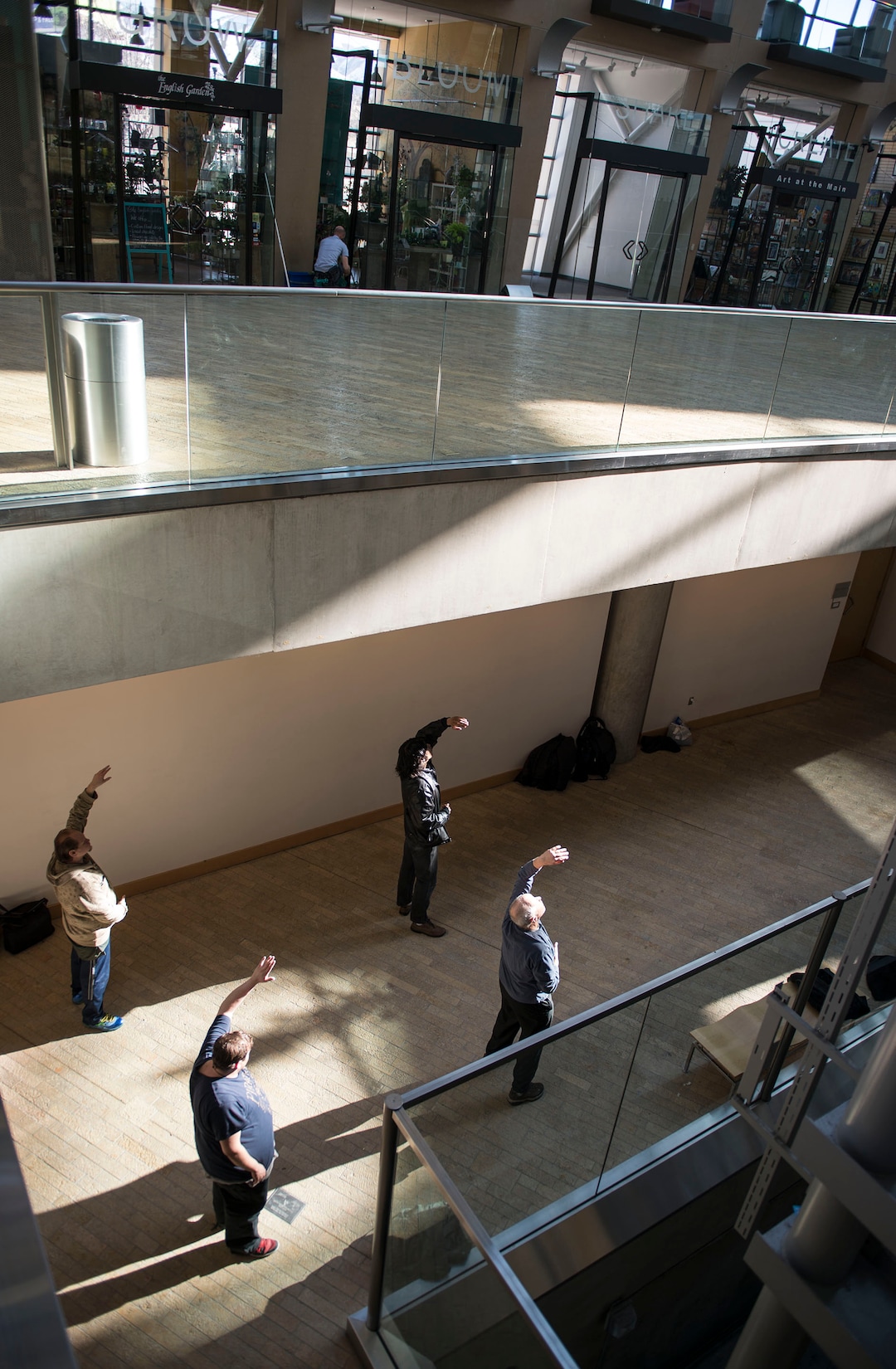 Lennie Mahler  |  The Salt Lake TribuneBernie Hart leads a group of homeless people in tai chi at the Salt Lake City Public Library, Thursday, March 2, 2017.