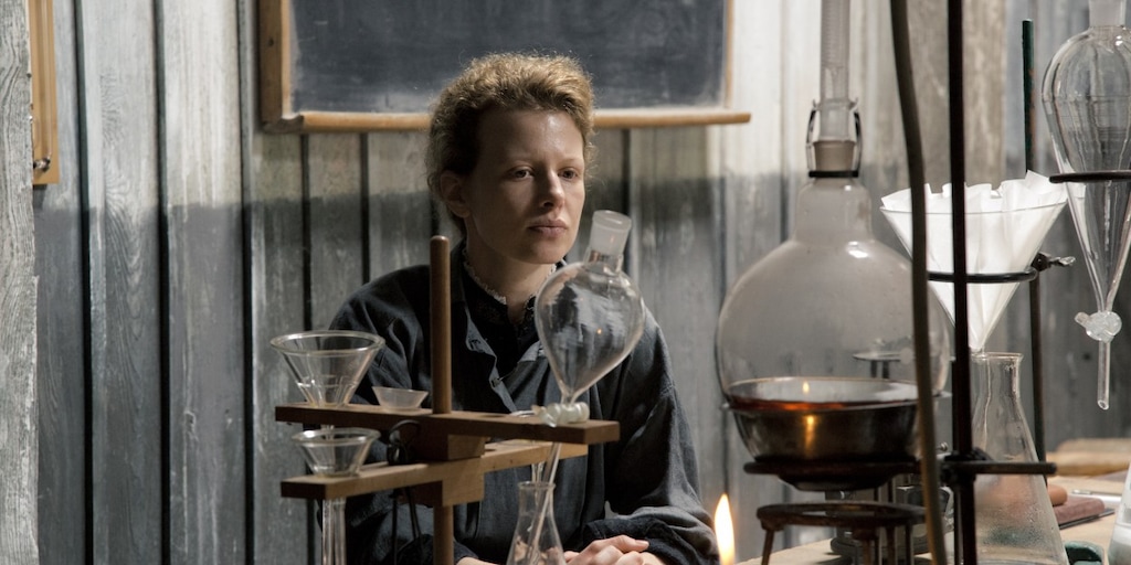 (Courtesy The Society for Arts) Karolina Gruszka plays scientist Marie Curie, struggling to keep her work going after the death of her husband Pierre, in the biographical drama "Marie Curie: The Courage of Knowledge."