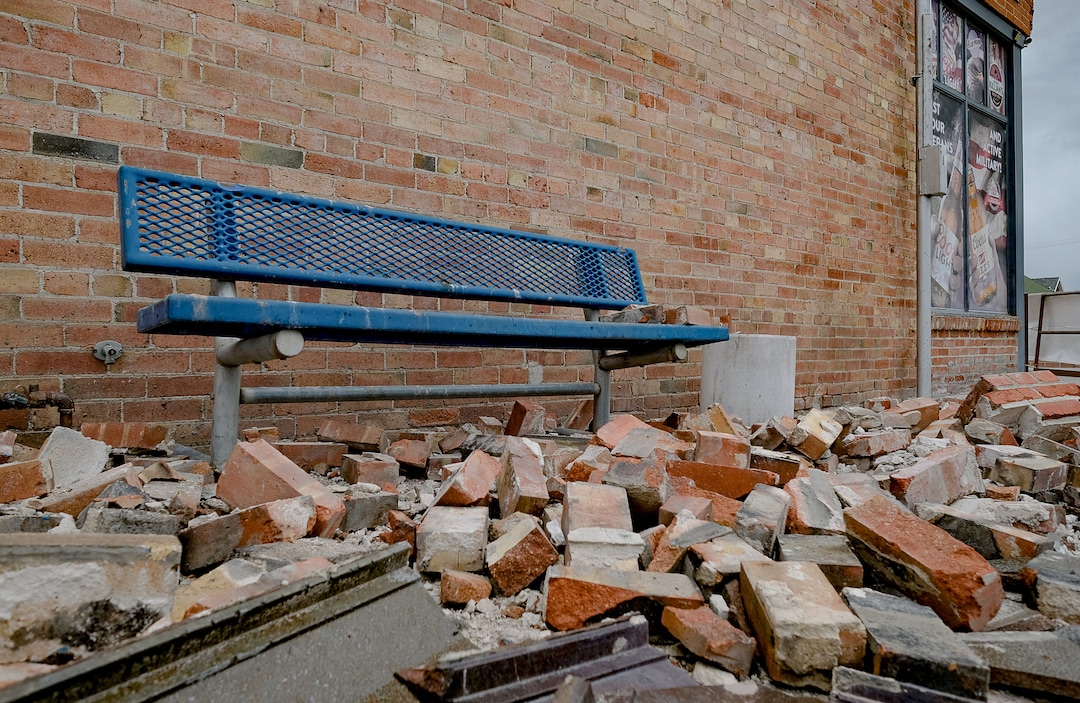 (Francisco Kjolseth  |  The Salt Lake Tribune) Some clean up has taken place along historic Main street in Magna on Monday, March 23, 2020, following last week's earthquake while many other areas remain the same.
