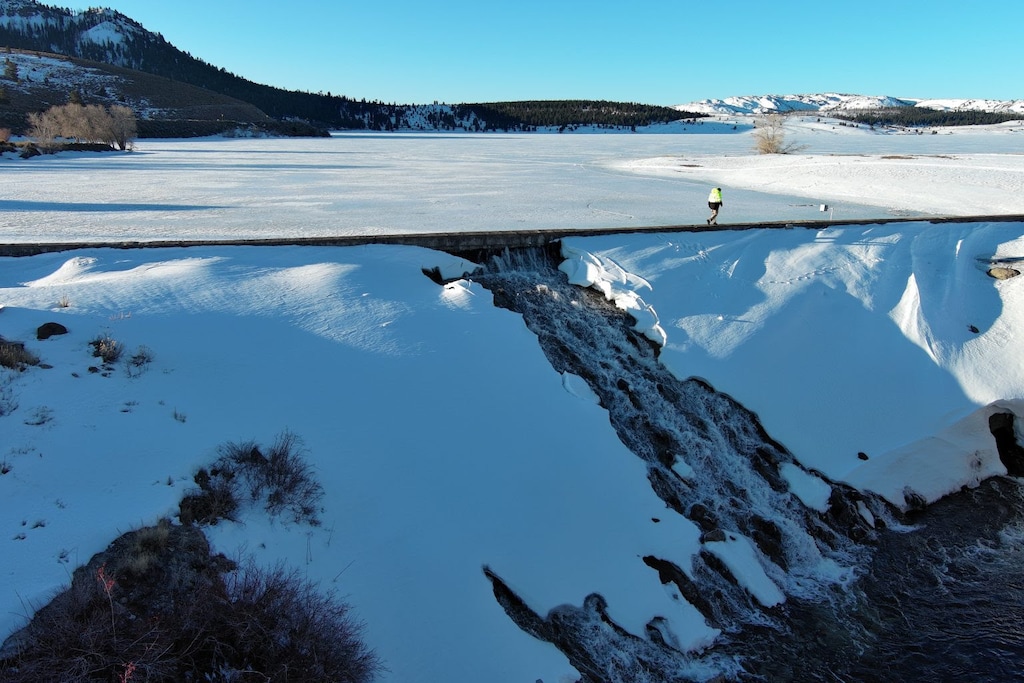 (Utah Department of Public Safety) A crack in the Panguitch Lake Dam is shown on Tuesday, April 9, 2024.