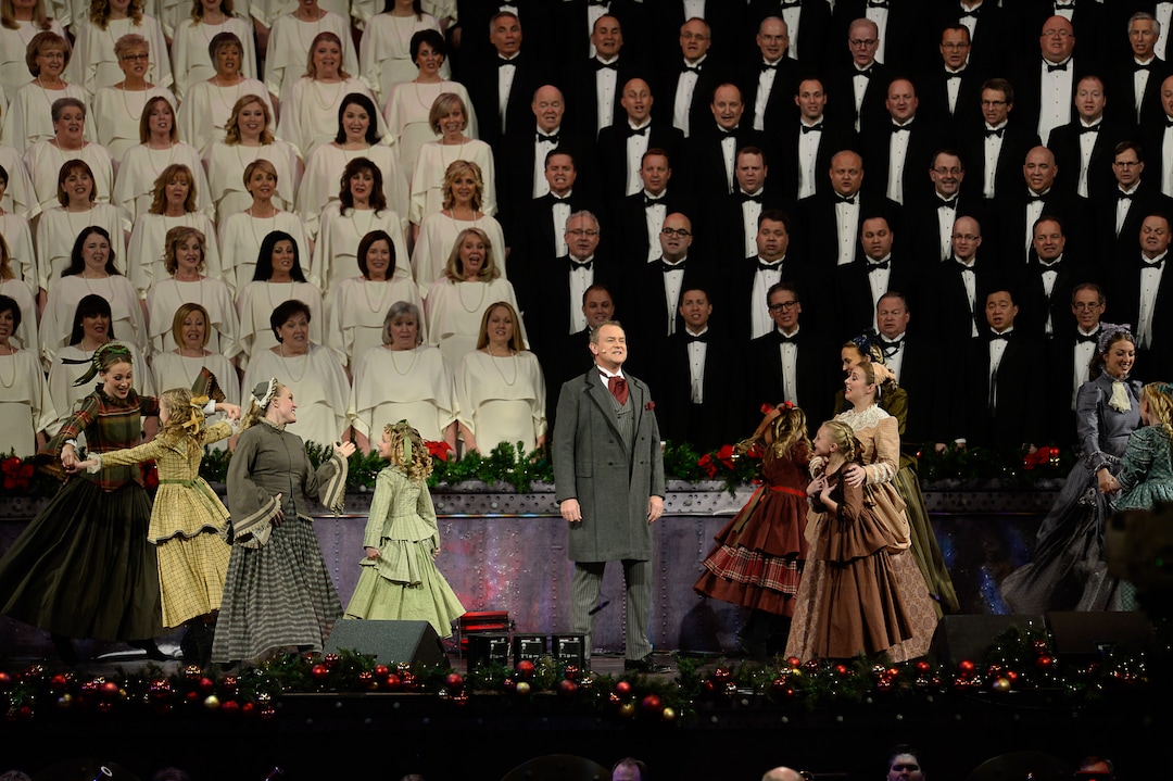 (Francisco Kjolseth  |  The Salt Lake Tribune)  The Mormon Tabernacle Choir Christmas extravaganza kicks off with Broadway star Sutton Foster and "Downton Abbey's" Hugh Bonneville at the Conference Center on Thursday, Dec. 14, 2017.