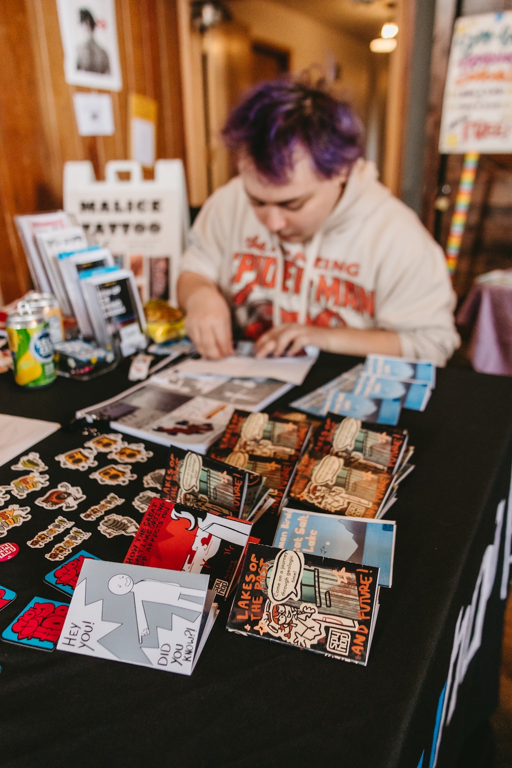 (Brie Pereboom) Spy Hop design apprentices displayed their zines about the Great Salt Lake at Grid Zine Fest in March.